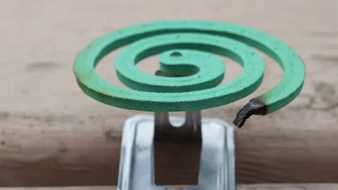 A Mosquito Coil Burning Close to the Camera Stock Footage 196903212