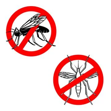 Mosquito danger sign template. Design element for poster, card, emblem, logo. Stock Illustration