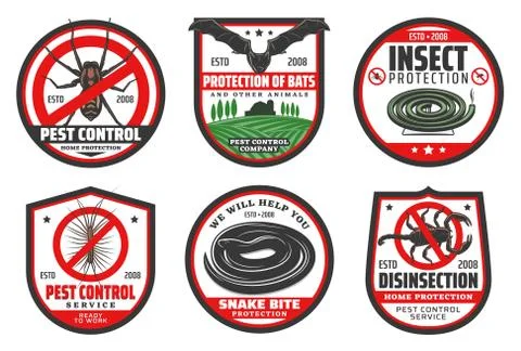 Mosquito, fly, spider or bat. Pest control service Stock Illustration