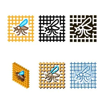 Mosquito on grid icon forms vector outline Stock Illustration