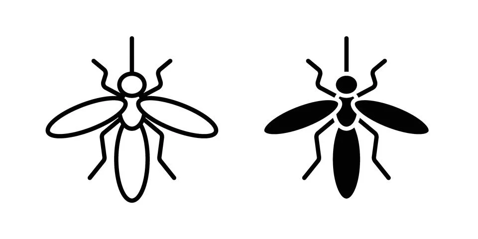 Mosquito icon silhouette vector set. thin line pack Stock Illustration