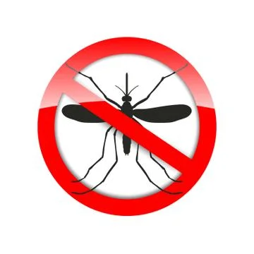 Mosquito icon vector. Flat icon isolated on white background in a red crossed Stock Illustration