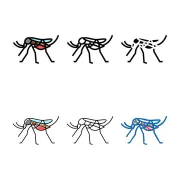 Mosquito insect color icon vector range Stock Illustration