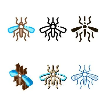 Mosquito insect icon styleset vector outline Stock Illustration