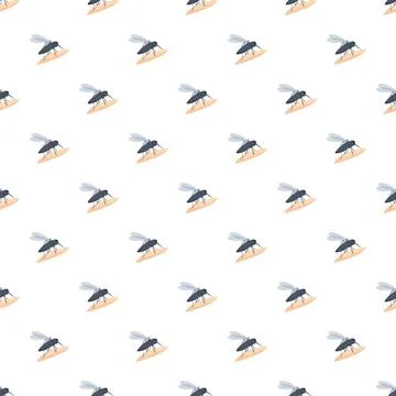 Mosquito insect pattern repeating on white background Stock Illustration