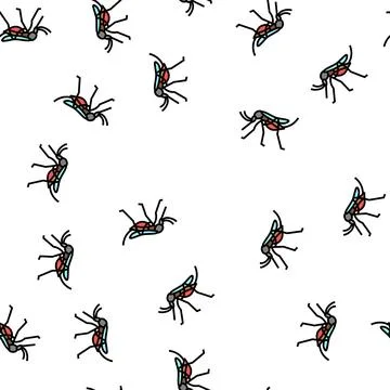 Mosquito insect vector seamless pattern Illustrazione stock
