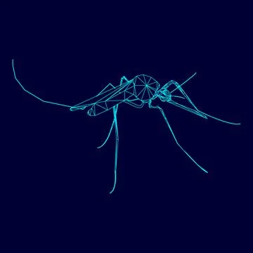 Mosquito low poly triangulation triangulated polygonal electric cyan blue v.. Stock Illustration