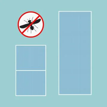 Mosquito net with frame for pvc windows icon and symbol. Stock Illustration