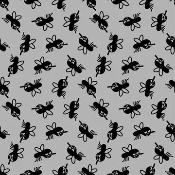 Mosquito Pattern seamless. Gnat Background. Small insect with wings texture Illustrazione stock