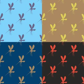 Mosquito seamless pattern. Anopheles mosquito. Textures set with insect. Dlin Illustrazione stock