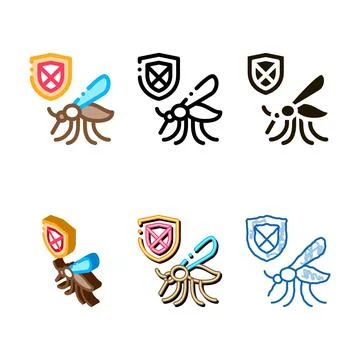 Mosquito shield icon multipack vector outline Stock Illustration