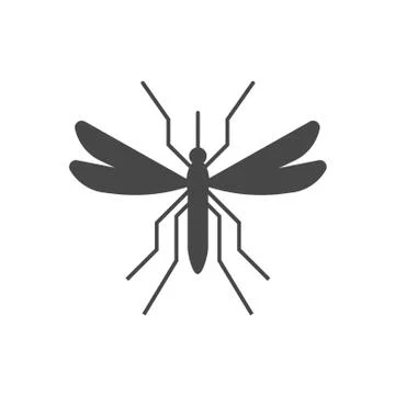 Mosquito silhouette on white background. Vector illustration in trendy flat Stock Illustration