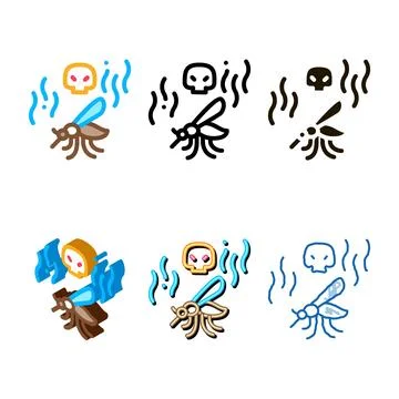 Mosquito skull icon concepts vector outline Stock Illustration