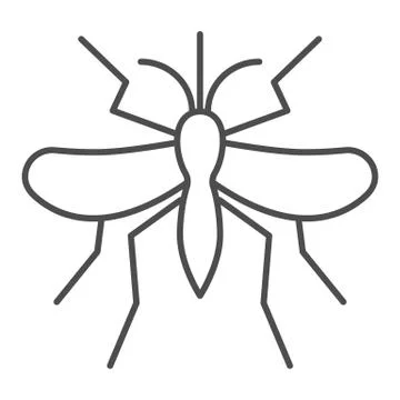 Mosquito thin line icon, Insects concept, gnat and pest sign on white background Stock Illustration