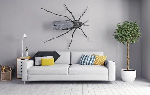 The mosquito on the wall in the room Illustrazione stock
