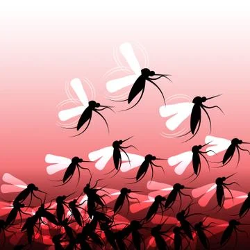 Mosquitoes in Flight - Vector Illustration Stock Illustration
