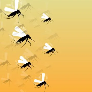 Mosquitoes in Flight - Vector Illustration Stock Illustration