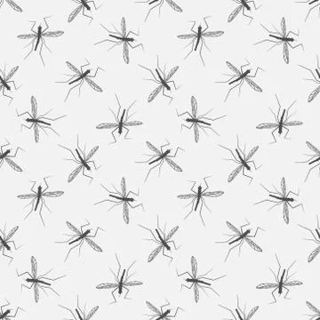 Mosquitoes seamless pattern Stock Illustration