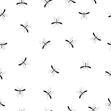 Mosquitoes seamless pattern white background Stock Illustration