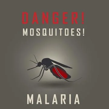 The mosquitoes stop sign - vector image of a mosquito and the risk of malaria Stock Illustration