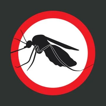 The mosquitoes stop sign - vector image of a mosquito in a red circle Stock Illustration
