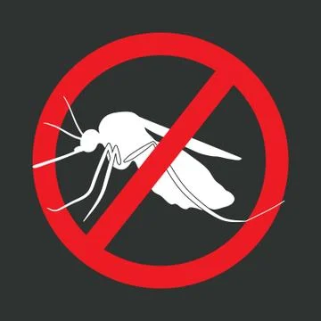 The mosquitoes stop sign - vector image of a mosquito in a red crossed out ci Stock Illustration