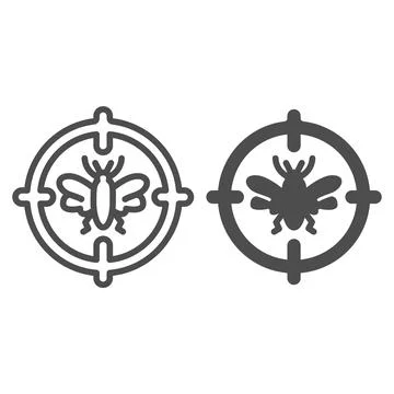 Mosquitoes target line and solid icon, pest control concept, midge in target イラスト素材