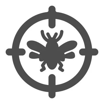Mosquitoes target solid icon, pest control concept, midge in target sign on イラスト素材