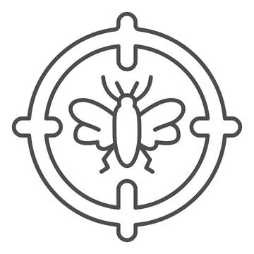 Mosquitoes target thin line icon, pest control concept, midge in target sign on 스톡 일러스트