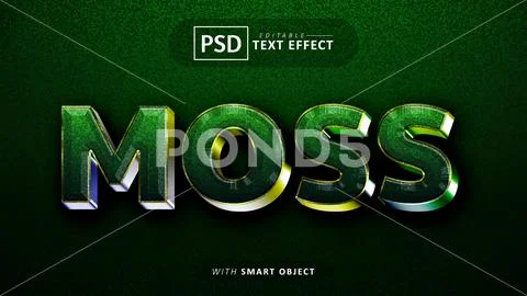 Moss 3d text effect editable Modello PSD