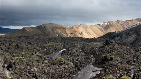 Moss-covered lava fields Stock Footage