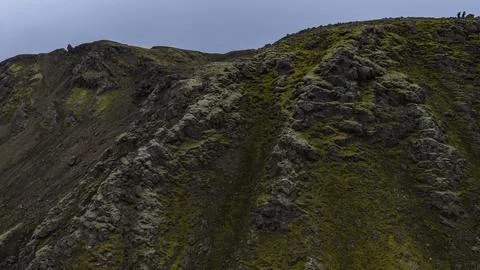 Moss-covered lava formations in Skaft 库存照片