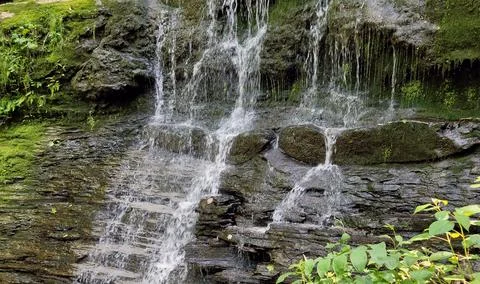 Moss covered waterfall Stock Photos