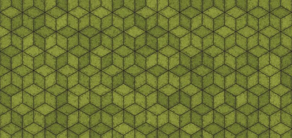 Moss Green Geometric Isometric Cube Abstract Texture Background - Rough Age.. Illustrazione stock