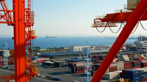 Moss tanks type LNG carrier vessel passing in Tokyo bay Stock Footage 243976681
