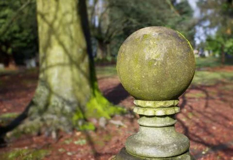 Mossy globe statue Stock Photos
