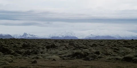 Mossy lava fields Iceland Static Stock Footage 122906383