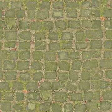 Mossy Old Cobblestone Pavement Surface Pattern Stock Photos