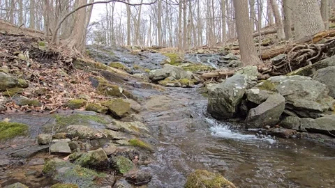 Mossy rock waterfall 5 60fps Stock Footage 305018283