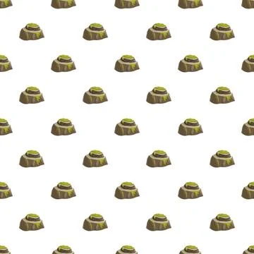 Mossy rocks generating a seamless cartoon pattern 库存插图