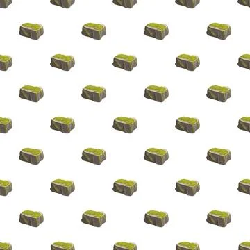 Mossy rocks illustrating a seamless pattern background Illustrazione stock