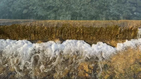 Mossy Rocks Under Cascading Water Stock Footage 306919603