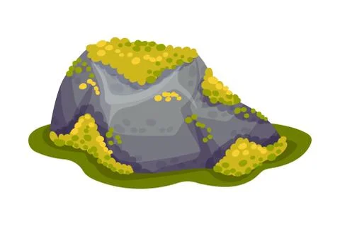 Mossy Stone or Boulder as Forest Element Vector Illustration Illustrazione stock