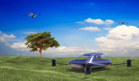 Most advanced four-axis manned vehicles powered by elec Stock Illustration