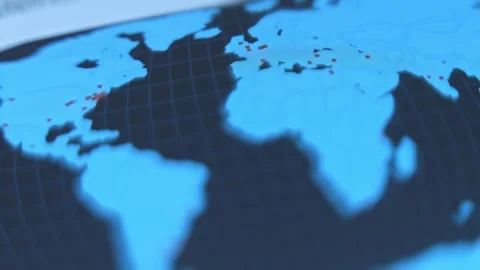 Most attacked regions and countries with cyber attacks on World map Video stock 304576712