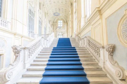 The most beautiful Baroque staircase of Europe located in Madama Palace (Pala Stock Photos