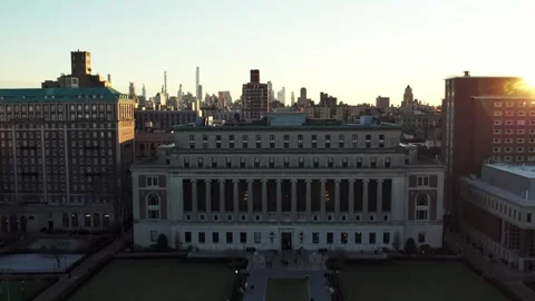 The most beautiful drone sunset footage of Columbia University in New York City Stock Footage 288020125