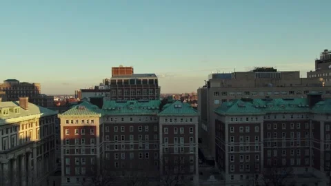 The most beautiful drone sunset footage of Columbia University in New York City Stock Footage 288020145