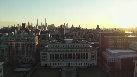 The most beautiful drone sunset footage of Columbia University in New York City Stock Footage 288020164