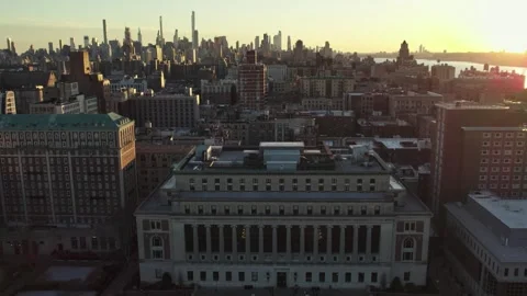 The most beautiful drone sunset footage of Columbia University in New York City Stock Footage 288020248